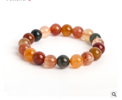 Natural mixed color hair crystal 10-14 mm single ring crystal men and women couple bracelets, inner diameter 6.5-7 inches