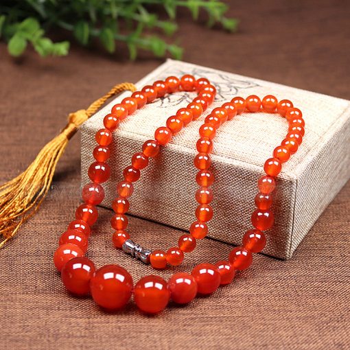 Factory wholesale red and yellow agate tiger’s eye green chalcedony garnet…necklace round bead tower chain 18 inches  ZPJK-01
