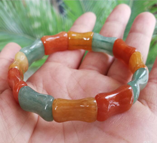 Factory wholesale natural aventurine jade tricolor bamboo bracelet for men and women Inner diameter: 6.5-7 inches