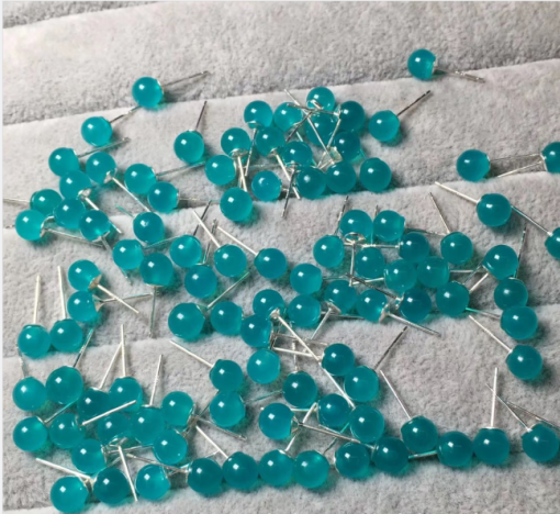 Amazon ice transparent fluorescent mint blue earrings wholesale, S925 silver needle inlay HFKTMY-005