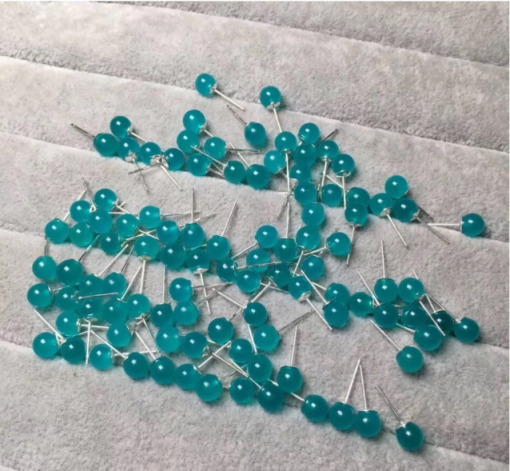 Amazon ice transparent fluorescent mint blue earrings wholesale, S925 silver needle inlay HFKTMY-005
