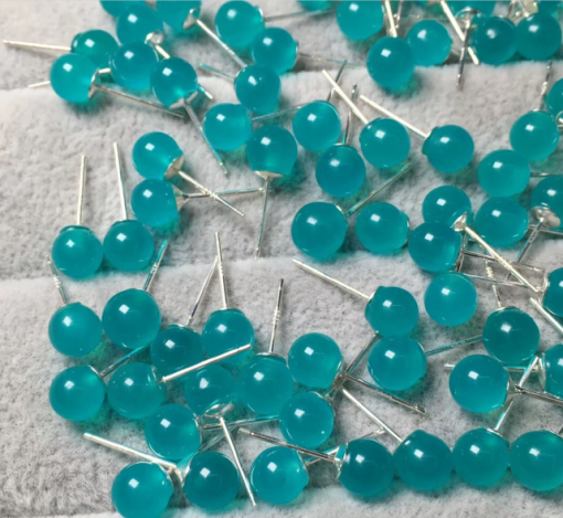 Amazon ice transparent fluorescent mint blue earrings wholesale, S925 silver needle inlay HFKTMY-005