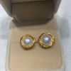 Factory wholesale 9-11mm steamed bun shaped freshwater pearl 14 k gold injection hand-wound pearl earrings YJ- 001
