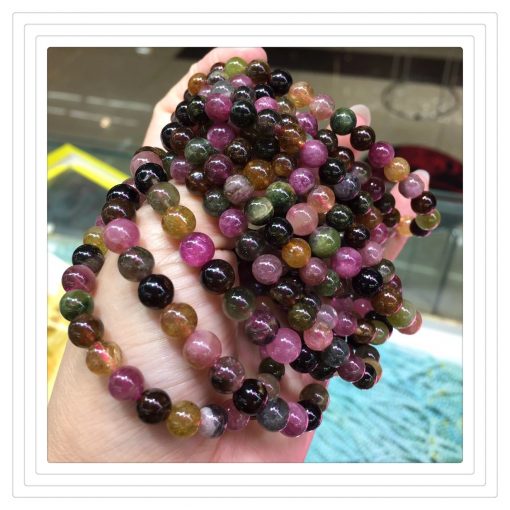 Factory direct supply women’s natural tourmaline single circle round bead bracelet, beautiful color, simple and generous, good quality NBC-011