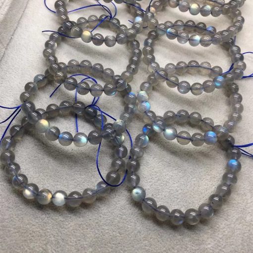 Men’s and women’s natural labradorite single circle round beads bracelet crystal transparent fashion simple NBC-012