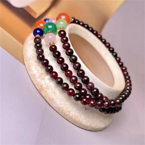 Factory direct supply natural garnet 3 circles multi-jewel bracelet beautiful color NBC-003