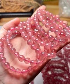 Natural strawberry quartz Beads Bracelet with beautiful color and more transparent strawberry crystals NBC-008