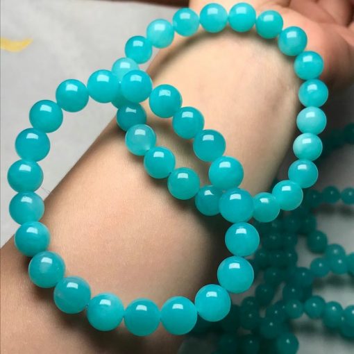 Natural Amazonian (Tianhe Stone) Single Circle Round Bead Bracelet The color is beautiful, sweet, fresh and good in quality. NBC-019