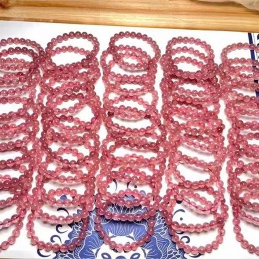 Natural strawberry quartz Beads Bracelet with beautiful color and more transparent strawberry crystals NBC-008