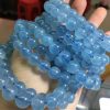 Ladies Natural Aquamarine Single Circle Round Bead Bracelet Color Sky Blue Crystal Good Transparent Quality NBC-015