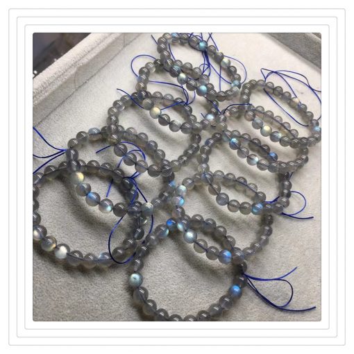 Men’s and women’s natural labradorite single circle round beads bracelet crystal transparent fashion simple NBC-012