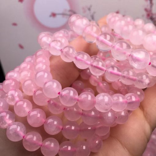 Women’s Natural Pink Crystal Single Circle Round Bead Bracelet The color is pink, fresh and sweet, with good quality NBC-017