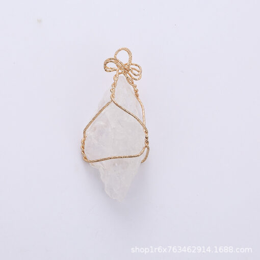 Wholesale Irregular Natural Stone Pendant Hand Winding Necklace YQJF-018