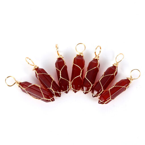 Hot Sale Handmade Natural Red Agate Pendant Sweater Chain Jewelry Necklace YQJF-009