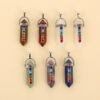 New colorful rhinestone alloy double pointed hexagonal column natural stone pendant jewelryYQJF-008