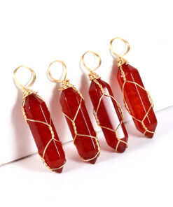 Hot Sale Handmade Natural Red Agate Pendant Sweater Chain Jewelry Necklace YQJF-009