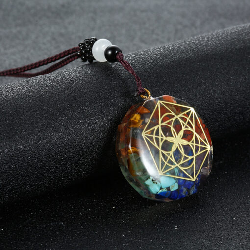 Natural Stone Necklace Resin Wrapped Natural Colorful Gravel Pendant Trade Accessories YQJF-005