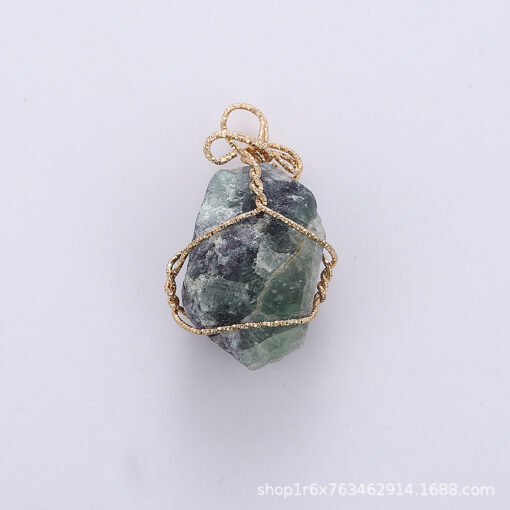 Wholesale Irregular Natural Stone Pendant Hand Winding Necklace YQJF-018