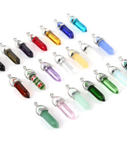 Hot selling hexagonal pillar bullet pendant glass necklace accessories wholesale mixed batch YQJF-007