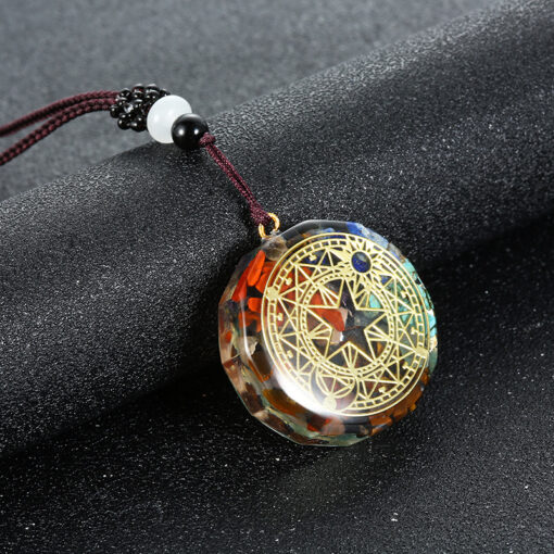 Natural Stone Necklace Resin Wrapped Natural Colorful Gravel Pendant Trade Accessories YQJF-005