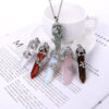 Hot selling flower vine natural stone single pointed hexagonal crystal pendant necklace accessories YQJF-012