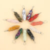 Wholesale handmade wire wound natural stone crystal double pointed hexagonal column necklace pendant YQJF-015