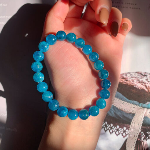 Wholesale of natural first-class blue apatite bead elastic rope bracelet for women HF KD-hao-002