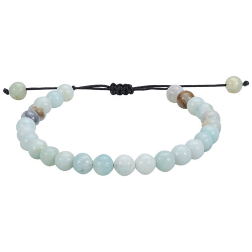 Adjustable size natural stone woven bracelet, aquamarine powder crystal blue rib white turquoise black agate……