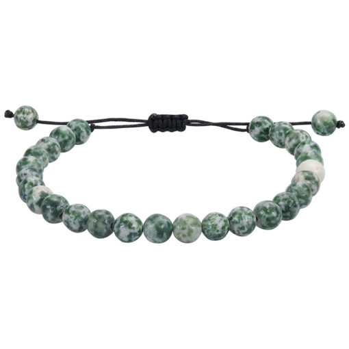 Adjustable size natural stone woven bracelet, aquamarine powder crystal blue rib white turquoise black agate……