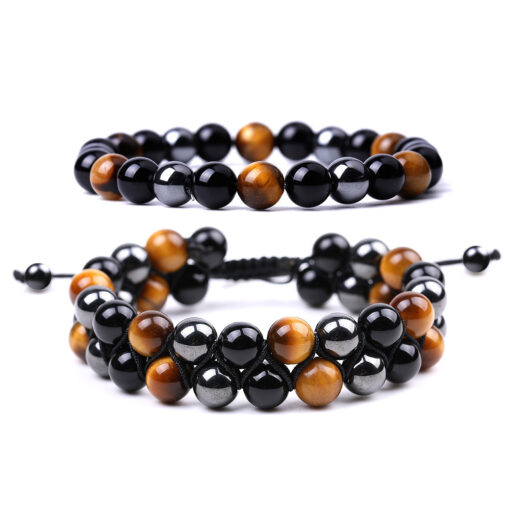Hand-woven black iron bracelet, tiger eye stone bracelet, black agate bracelet, directly sold by the manufacturer