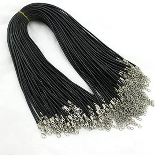 Korean wax thread sweater chain lobster buckle black leather rope necklace DIY jewelry accessories lanyard