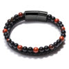 Natural stone volcanic stone tiger eye stone lapis lazuli beaded bracelet male cowhide rope agate bracelet