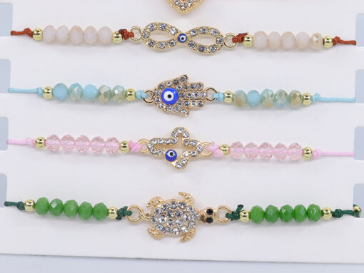 Wholesale devil’s eye crystal beads knitting bracelet multi-function diamond turtle love bracelet – mix and match 12 pieces/bag